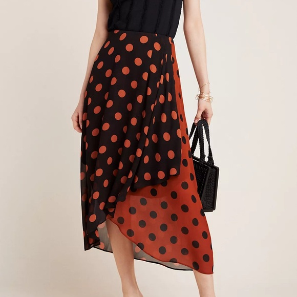 Maeve Dresses & Skirts - Anthropologie Maeve Oksana Polka Dot Midi Skirt Size Medium